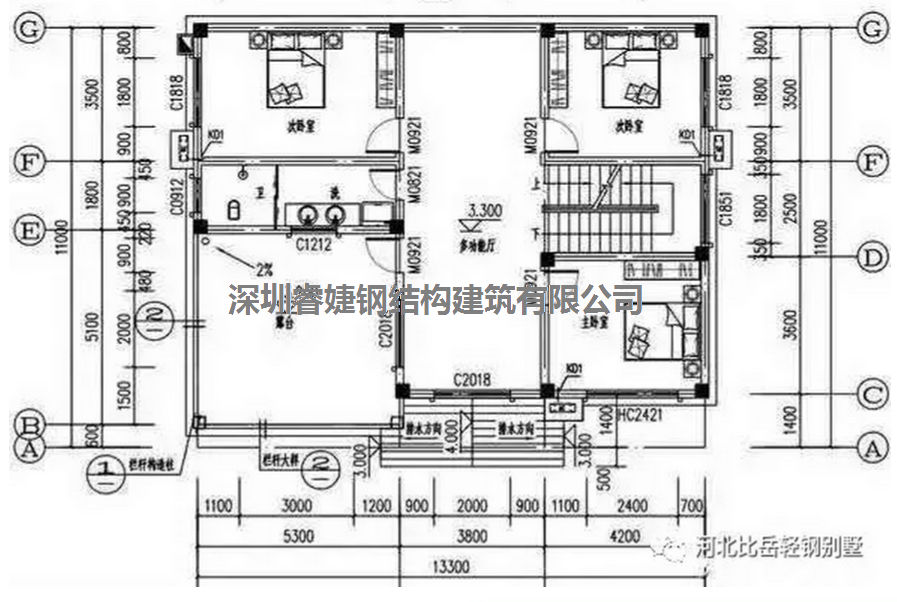 農(nóng)村自建別墅兩層13.3米X11米，帶平面設(shè)計圖，拿走不謝(圖3)