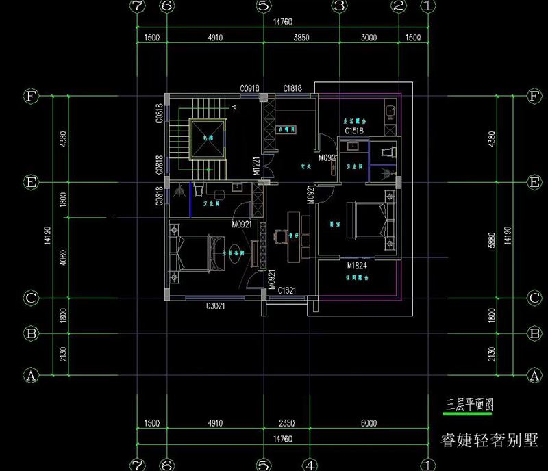 超現(xiàn)代時尚新農村三層半房屋設計圖(圖6)